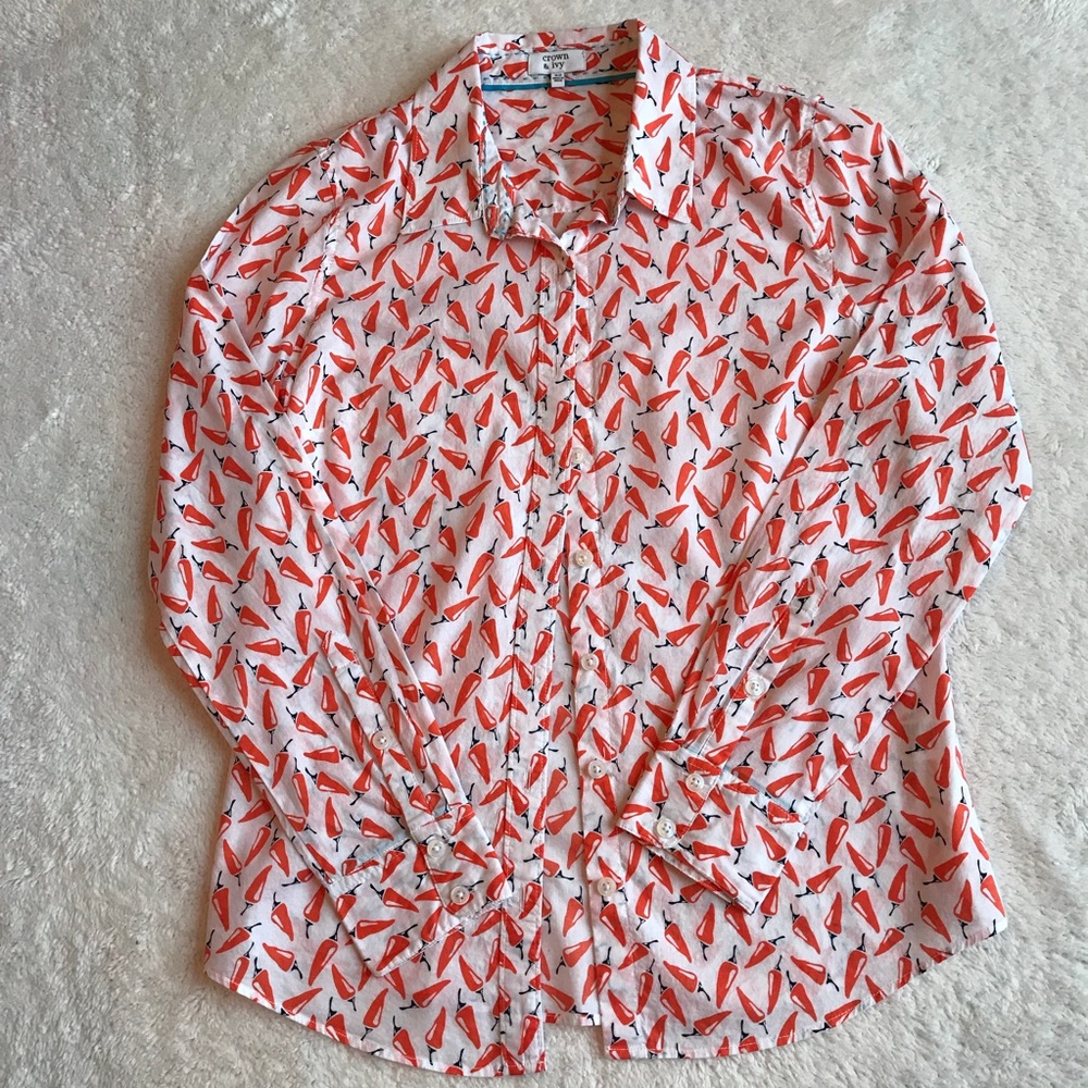 Crown and ivy chili pepper button up